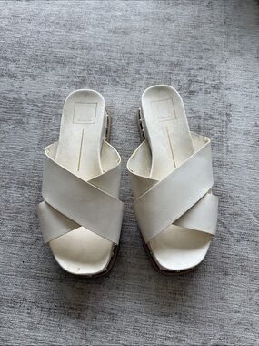 Dolce Vita Ivory Crisscross Slide Mules